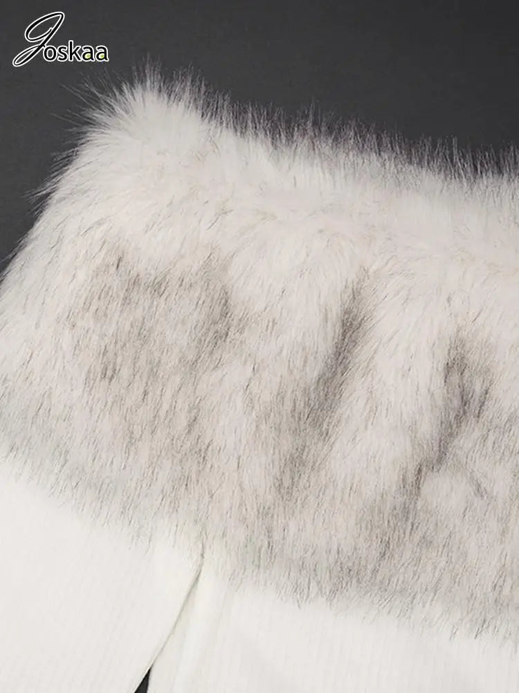 Joskaa Faux Fur Collar Crop Top