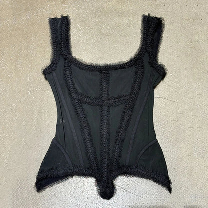 KUCLUT 2026 Summer New Fashion Lace Square-Neck Camisole For Women Slim Fit Outwear Backless Sleeveless Top Female 1A3804