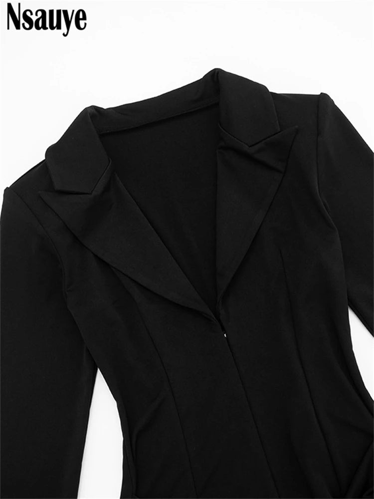 Nsauye Elegant Evening Short Dress Women Fall Long Sleeve Sexy Fashion Night Club Party White Mini Wrap Corset Dress 2025 Winter