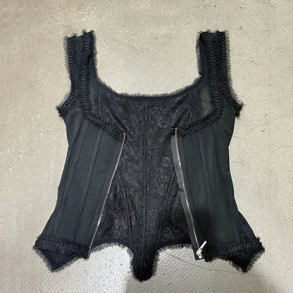 KUCLUT 2026 Summer New Fashion Lace Square-Neck Camisole For Women Slim Fit Outwear Backless Sleeveless Top Female 1A3804