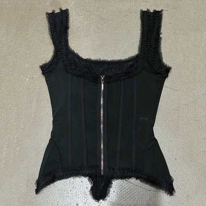 KUCLUT 2026 Summer New Fashion Lace Square-Neck Camisole For Women Slim Fit Outwear Backless Sleeveless Top Female 1A3804