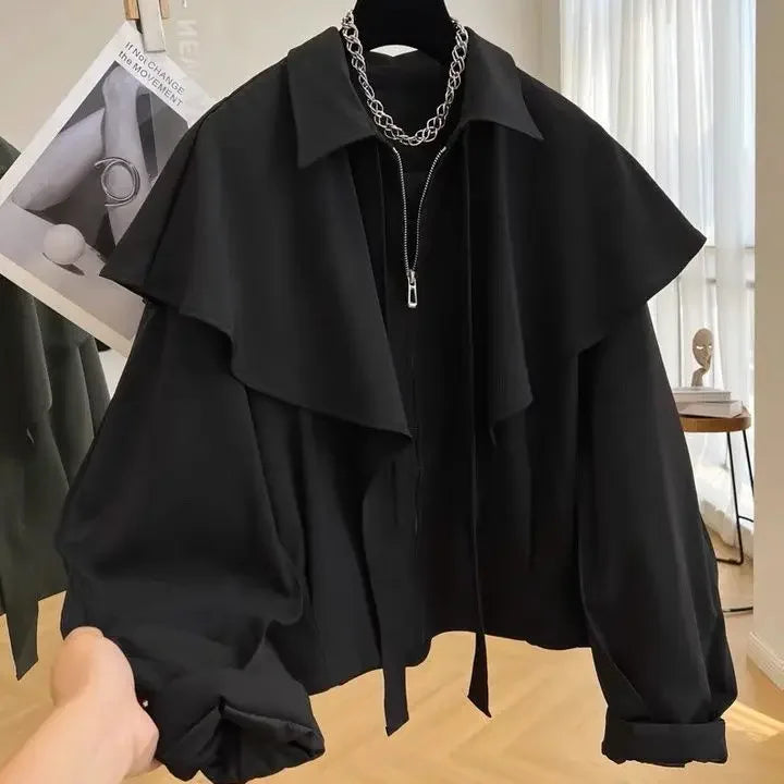 Moda coreana capa casual capas jaqueta feminina 2024 outono inverno jaqueta superior outono outfits y2k streetwear novo em outerwear goth