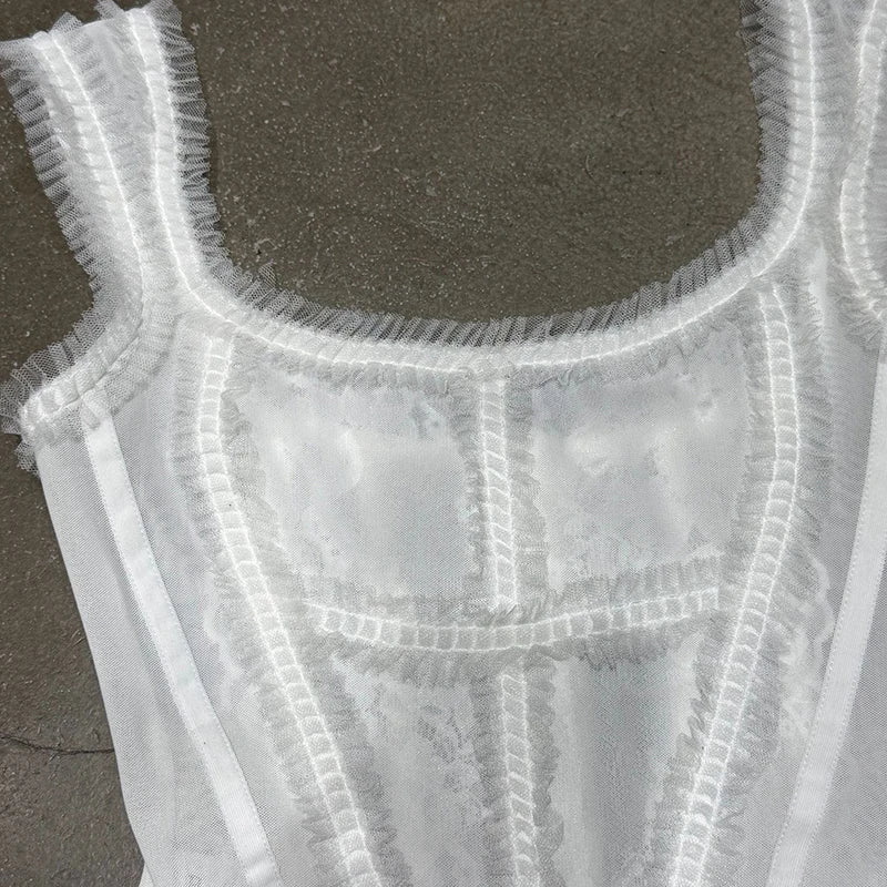 KUCLUT 2026 Summer New Fashion Lace Square-Neck Camisole For Women Slim Fit Outwear Backless Sleeveless Top Female 1A3804