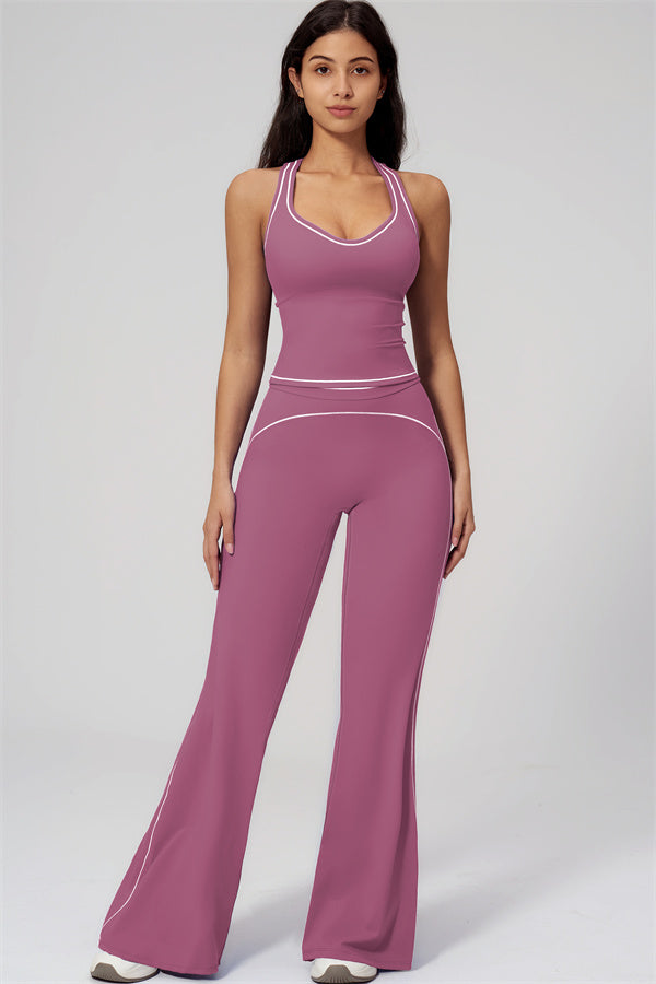 The Amara Crop Top Flared Leggings Set