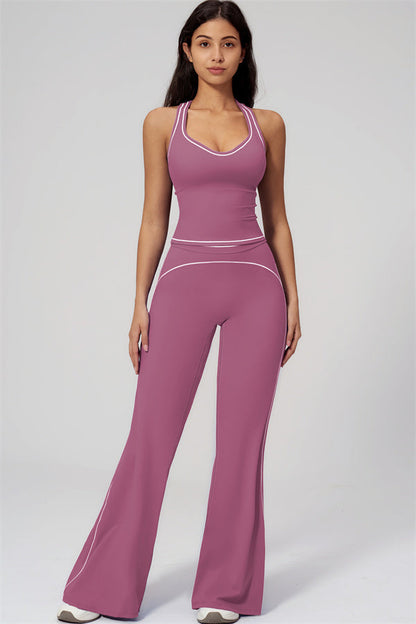 The Amara Crop Top Flared Leggings Set