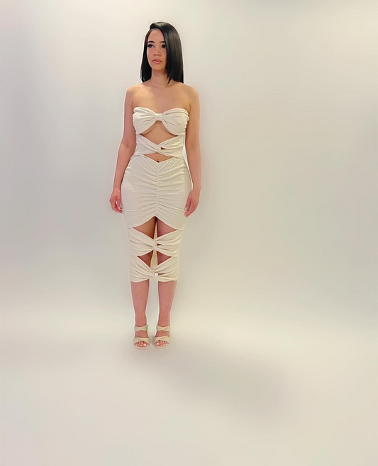 CREAM CUT OUT DRESS
