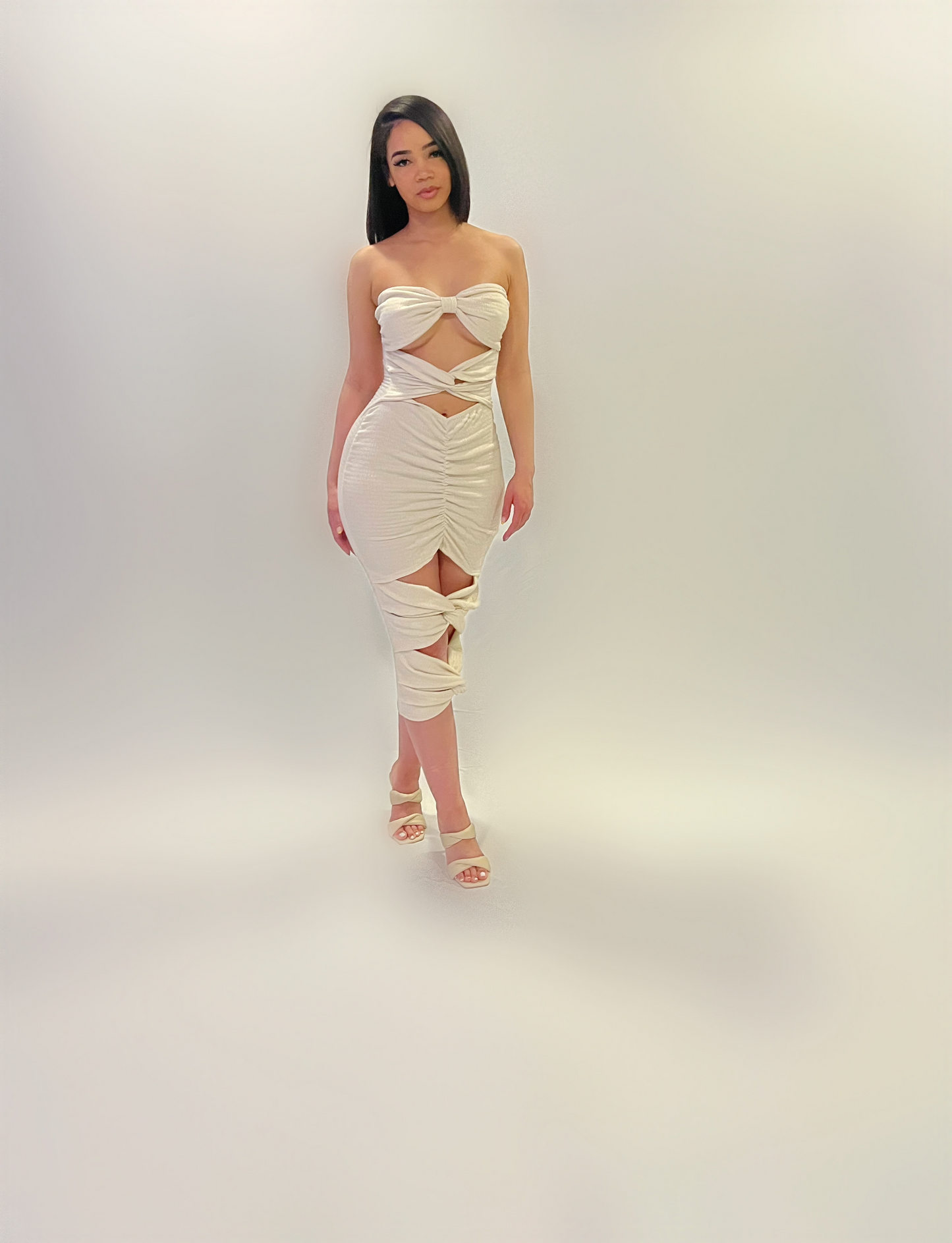 CREAM CUT OUT DRESS