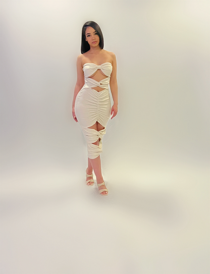 CREAM CUT OUT DRESS