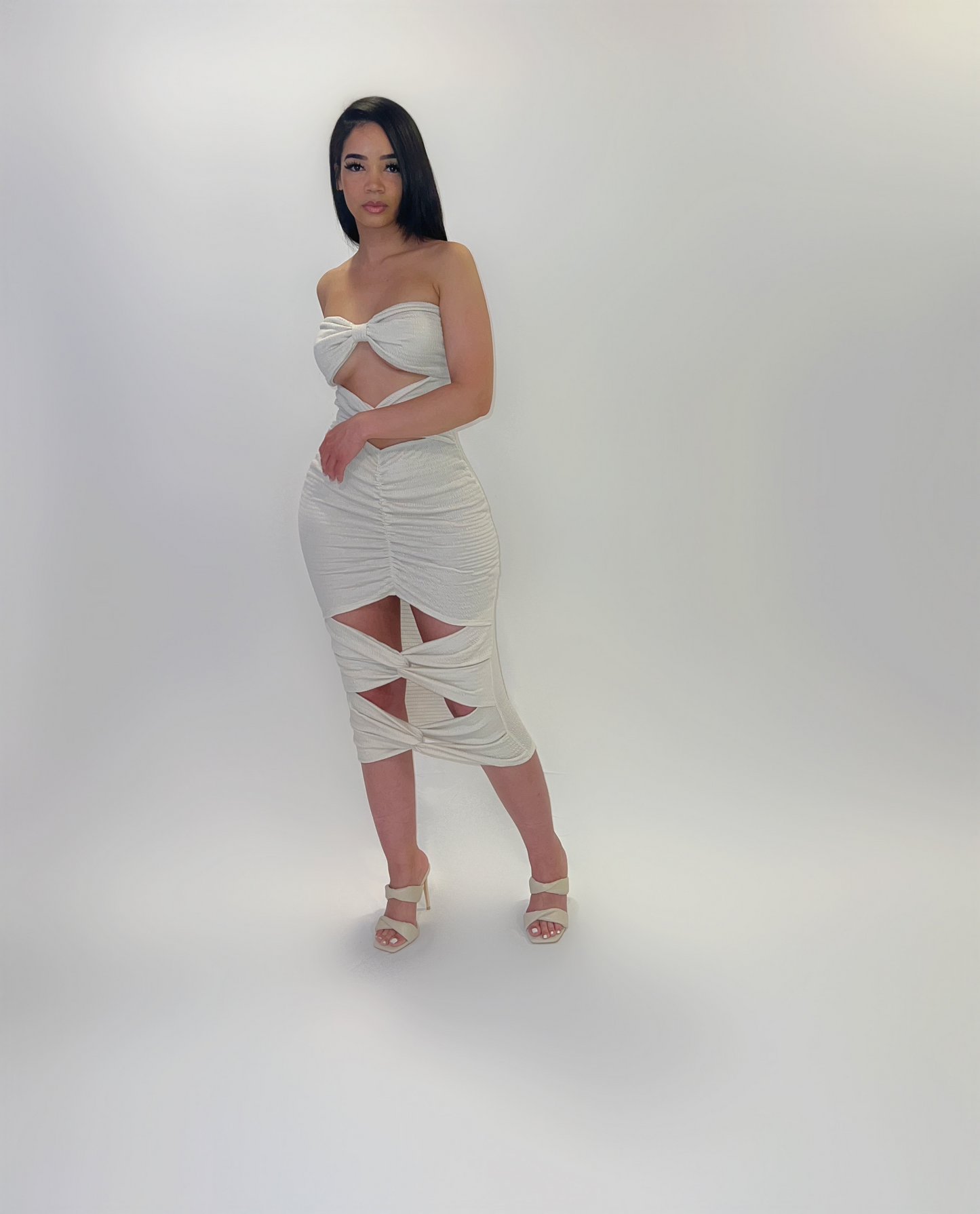 CREAM CUT OUT DRESS