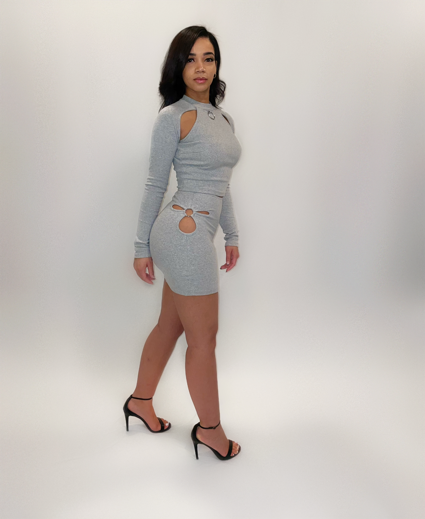 GRAY RING SKIRT SET