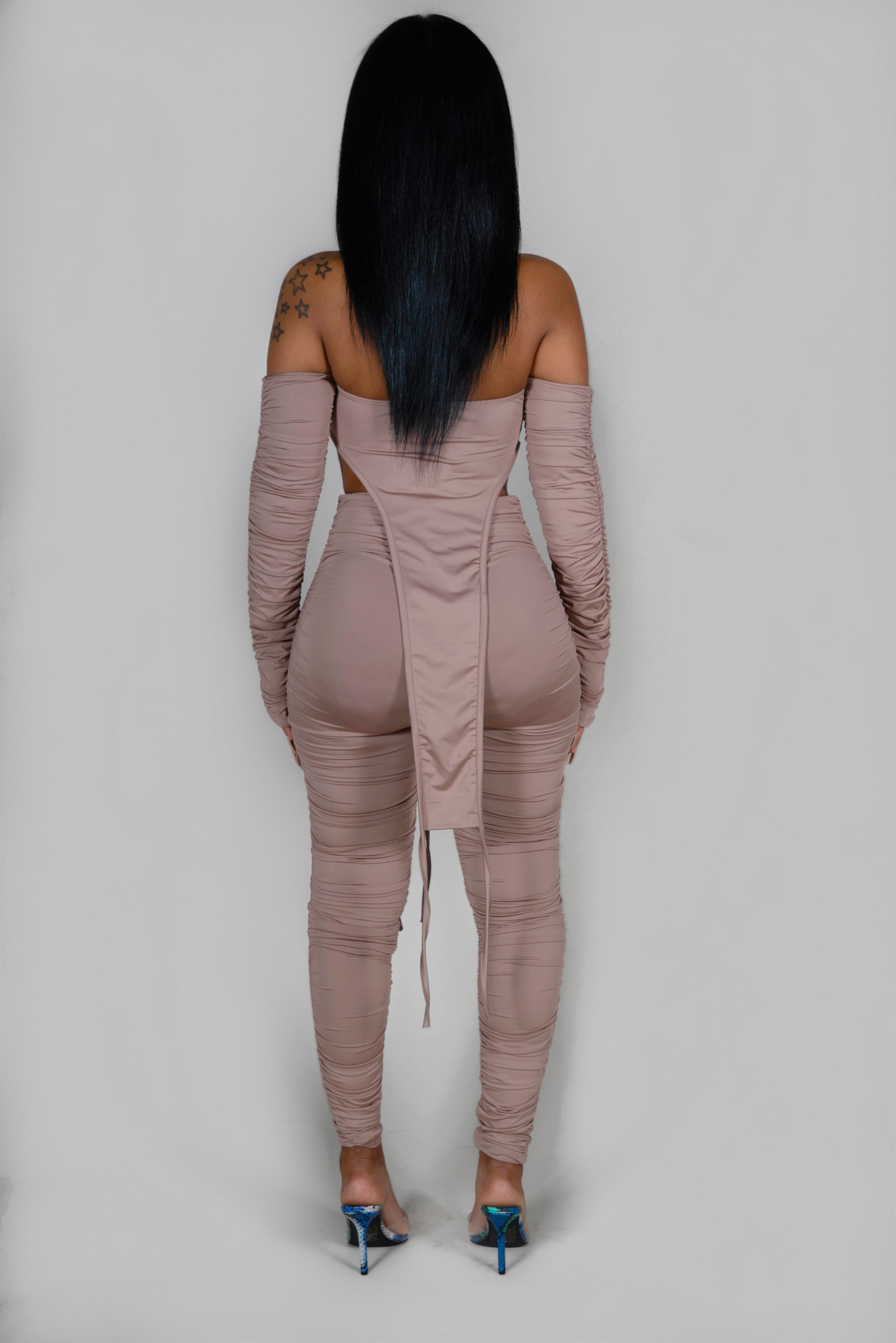 MOCHA TWO PIECE OFF THE SHOULDER SET