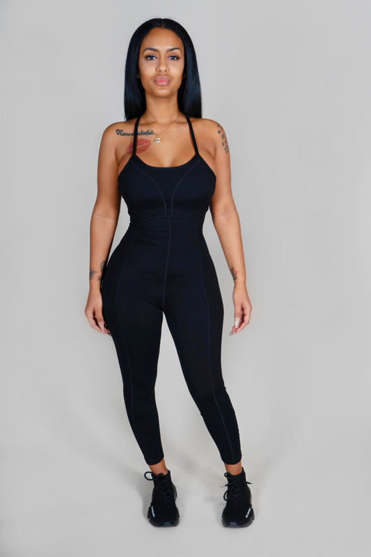 BLACK YOGA JUMPSUIT