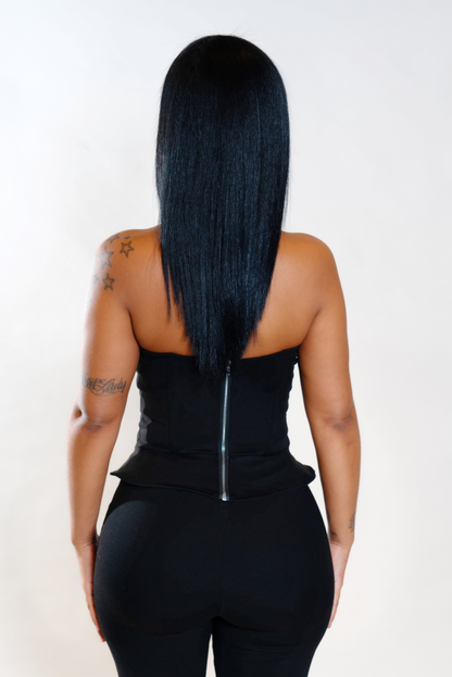 BLACK FANCY CORSET TOP