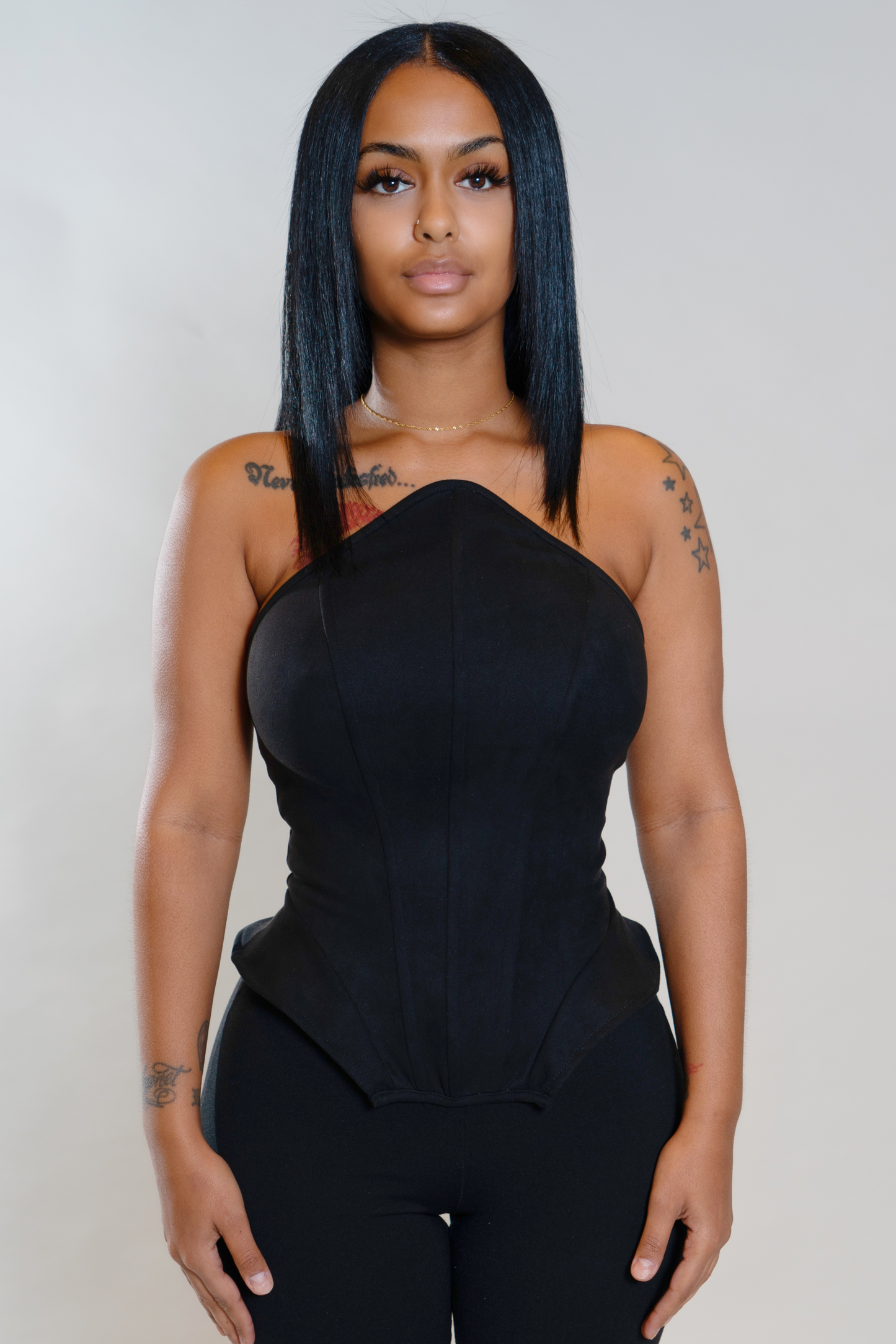 BLACK FANCY CORSET TOP