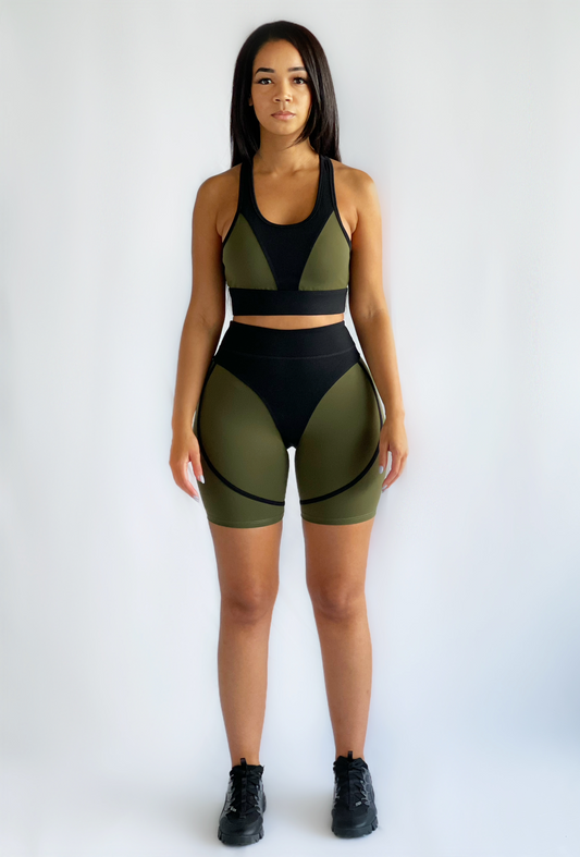 OLIVE ACTIVE SHORT SET
