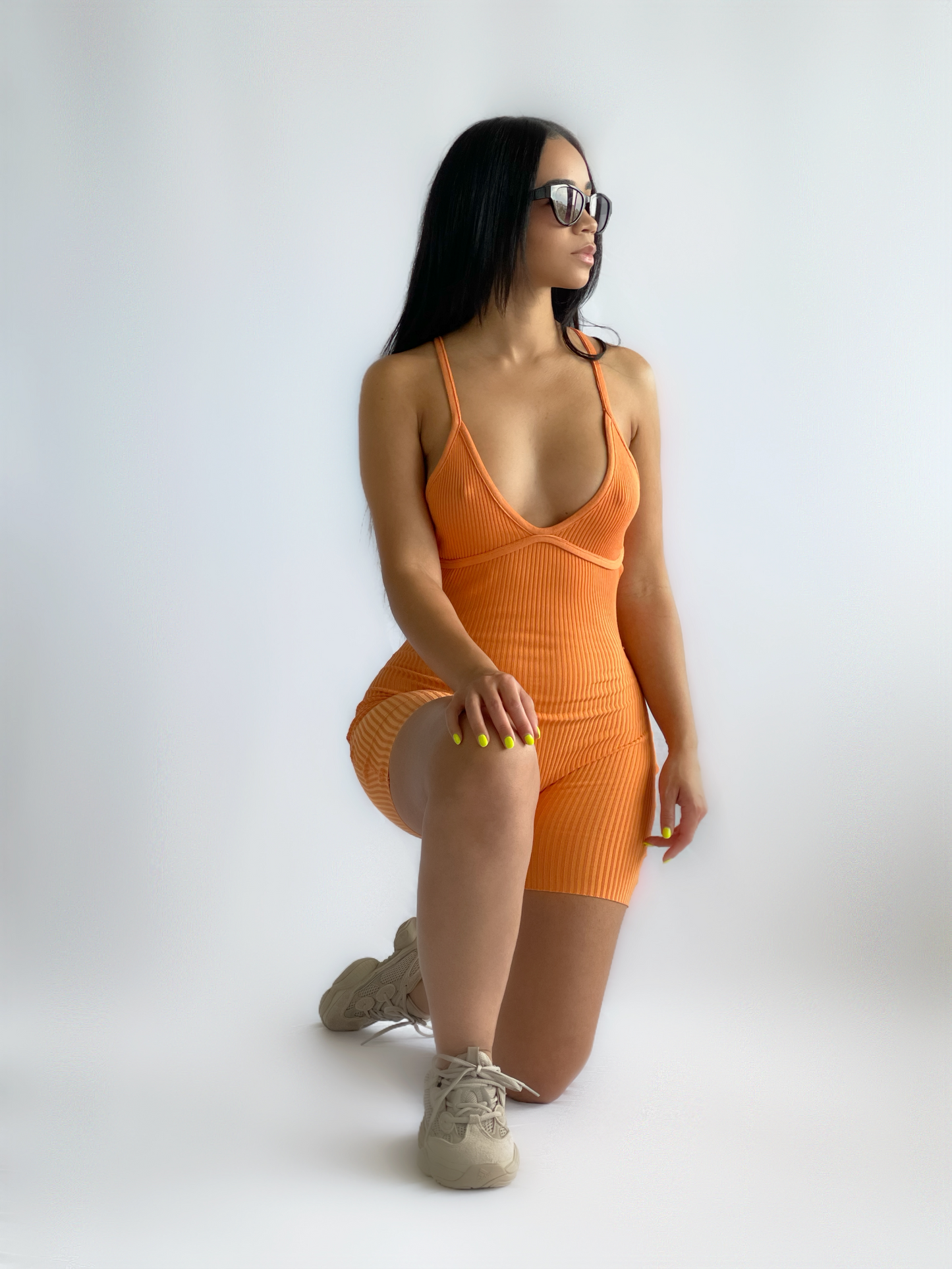 PALE ORANGE SHORT JUMPSUIT