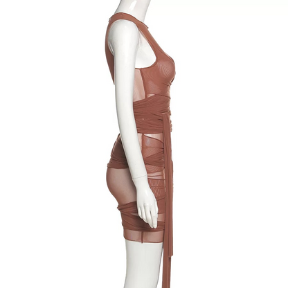BROWN WRAP ME UP DRESS